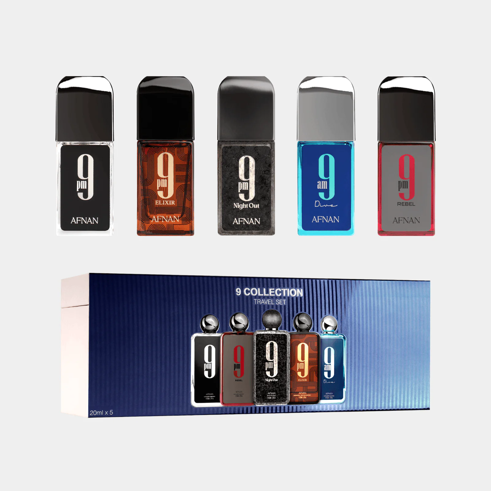 Afnan 9 Collection Travel Set – 5 × 20ml