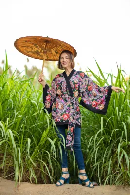 Kimono Classic Black Floral
