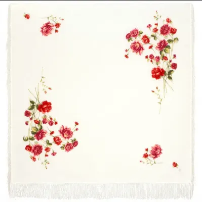 Shawl Silk " Roses on the Snow"