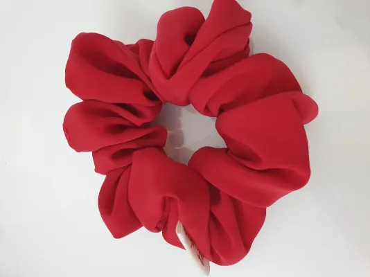 Silky Red Plain Scrunchie