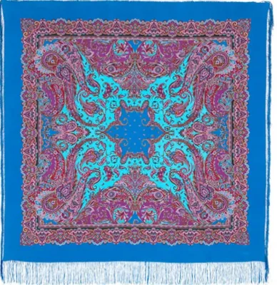 Shawl Silk Oriental  Sweets " ( ocean blue)