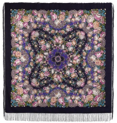 Shawl Floral Woolen "Flower Beads"