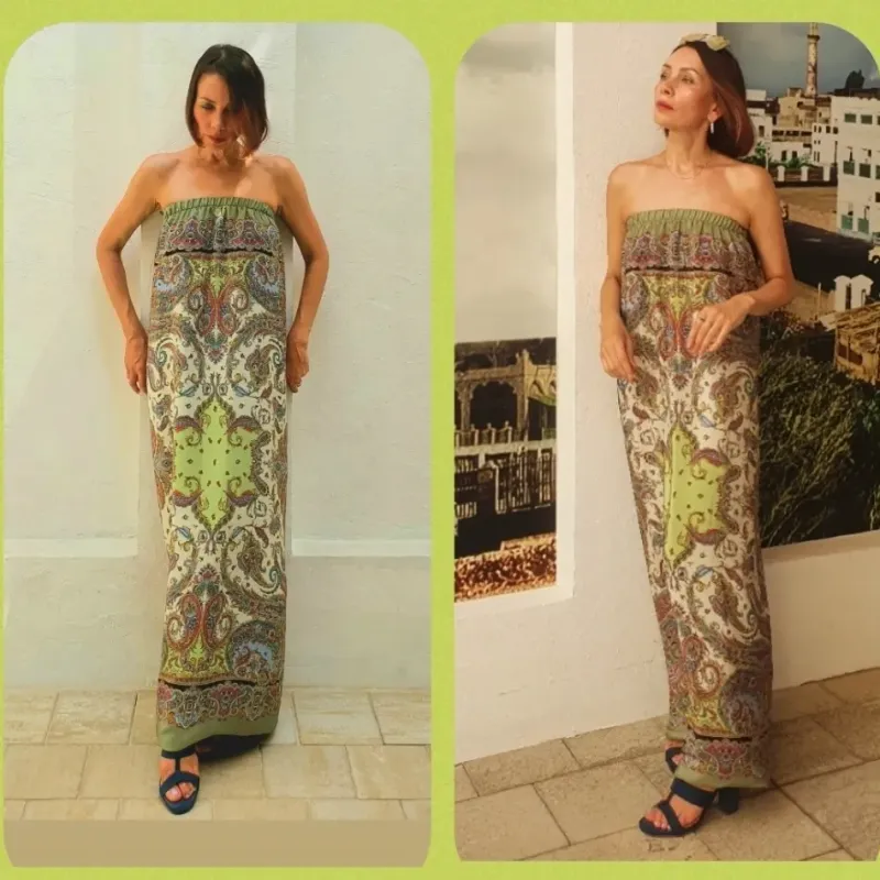 Dress Silk Tube Long Green (double sided)